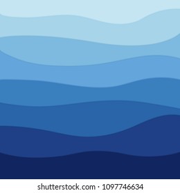 Blue wave abstract geometric background with paper cut style.