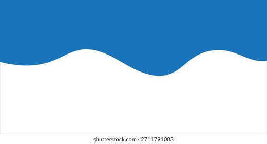 Blue Wave Abstract Landscape With Smooth Curved Horizon Under White Sky eps10