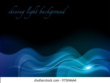 blue wave abstract on the black background