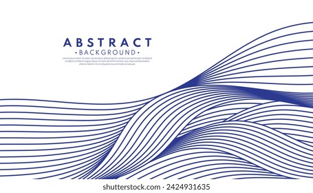 Blue wave abstract vector background design with curves and lines. Japanese style concept. Graphic vector flat design style.