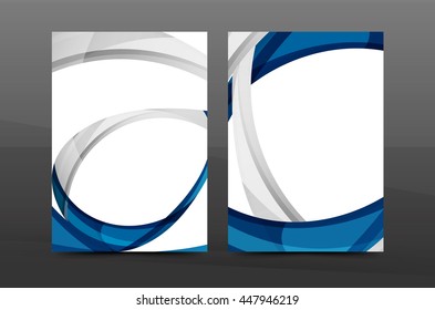 Blue wave annual report cover template. Brochure, flyer template layout, vector leaflet abstract background, A4 size page