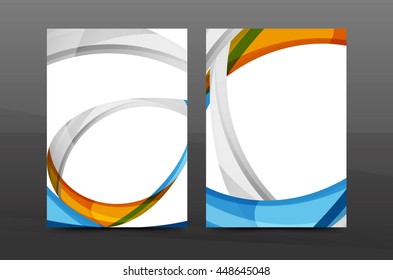 Blue wave annual report cover template. Brochure, flyer template layout, vector leaflet abstract background, A4 size page