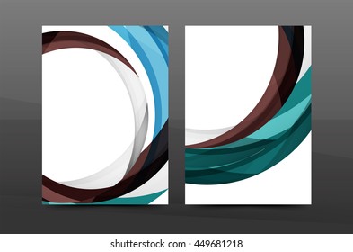 Blue wave annual report cover template. Brochure, flyer template layout, vector leaflet abstract background, A4 size page