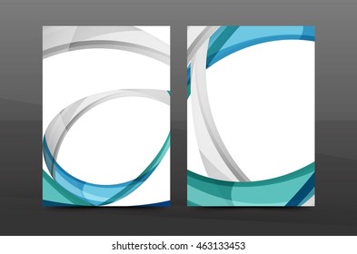 Blue wave annual report cover template. Brochure, flyer template layout, vector leaflet abstract background, A4 size page