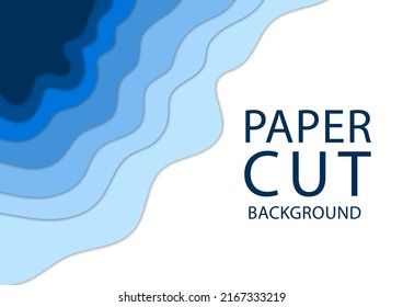 Blue wave for artwork background - Wavy blue papercut style and craft style Artwork blue wave and empty space, Abstract papercut ideas design business backgroun concept.