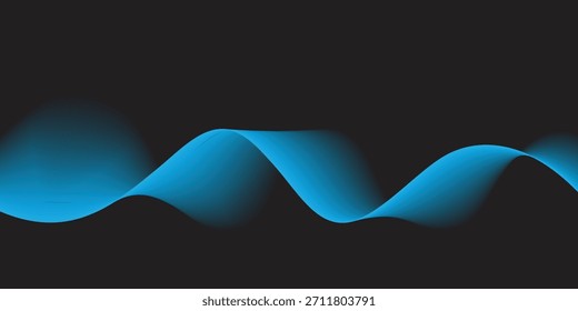Blue wave background. Abstract wave element for design. Digital frequency track equalizer. Line art background. Blue colorful shiny wave with lines created using blend tool.Vector design.