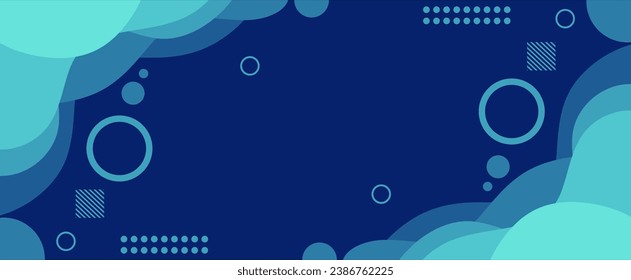 blue wave background with basic geometric shape elements, with empty space in the middle for advertising web design banners, posters, flyers