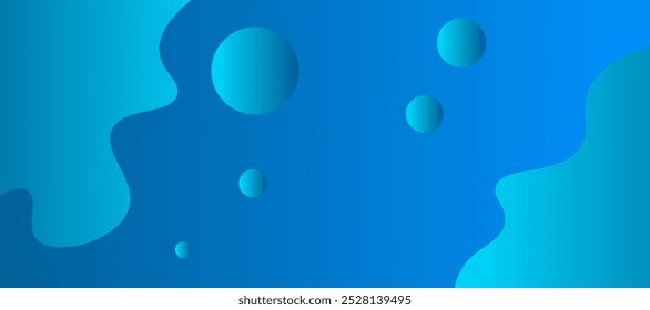 Fondo azul de la onda con las Formas de la burbuja y el color del gradiente, Ilustración vectorial 