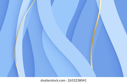 Blue wave background with flowing curves and abstract water design