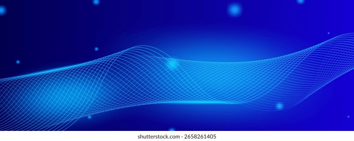 Fondo azul de la onda con líneas de movimiento futuristas y efectos brillantes