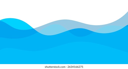 blue wave background with layered, flowing curves in various shades of blue. Modern, minimal design perfect for water, ocean, or technology themes