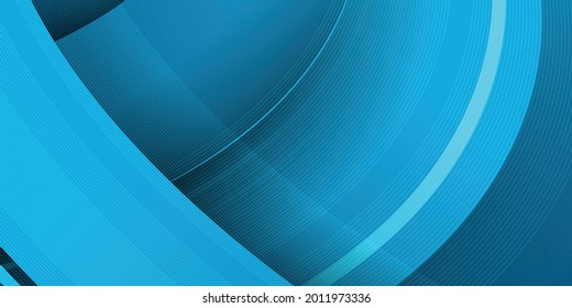 Blue wave background with line stripes and 3d overlap shapes. Modern blue background for corporate presentation, report, banner, flier and more
