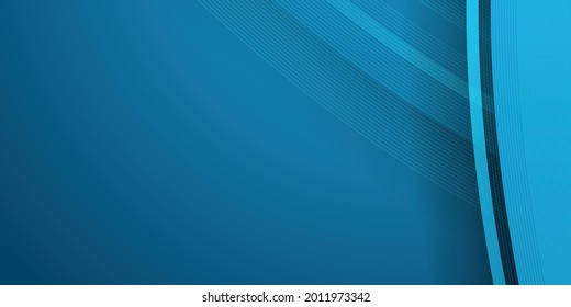 Blue wave background with line stripes and 3d overlap shapes. Modern blue background for corporate presentation, report, banner, flier and more