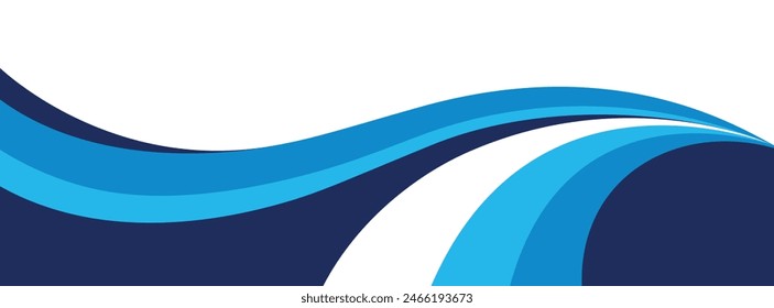 blue wave banner template. Modern abstract Vector Illustration design, isolated on white background.