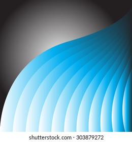 Blue wave in black light illustration, vector background.
