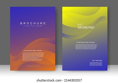 Blue Wave Book Cover Design Modern. Annual Report. Brochure Template, Catalog. Simple Flyer Promotion. Magazine. Vector Illustration