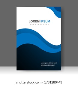 Blue wave Brochure template layout design. Annual report, catalog, Corporate business. Simple Flyer promotion. magazine. Vector illustration