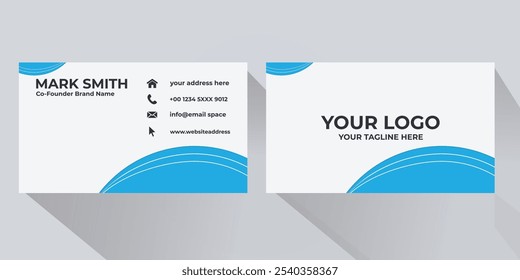 Plantilla de tarjeta de visita Blue Wave,
Diseño de tarjeta de visita azul de Profesional moderno,
Tarjeta de identidad Corporativa minimalista con acentos azules,
Tarjeta de visita elegante con el patrón azul de la onda