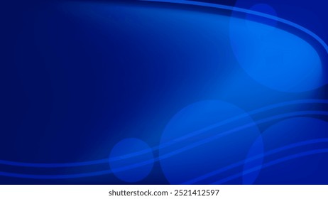 Blue wave and circle abstract background with copy space for text.