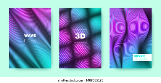 Blue Wave Concept. Headline Cover. Business Brochure. 3d Geometric Halftone Gradient. Fluid Concept. Blue Abstract Cover. Dynamic Background. Wave Concept. Linear Texture.