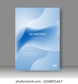 Blue wave Cover Book modern design. Annual report. Brochure template, catalog. Simple Flyer promotion. magazine. Vector illustration