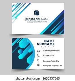 Tarjeta de presentación creativa de onda azul y tarjeta de nombre, diseño horizontal simple y limpio de la plantilla vectorial, diseño en rectángulo de tamaño. Ilustración de vectores de diseño plano. Diseño de diseño de diseño de fondo.