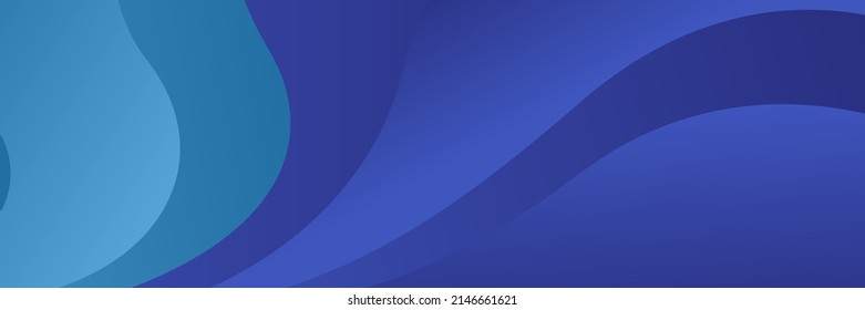 Blue wave curve abstract background for wide banner, web header, presentation background