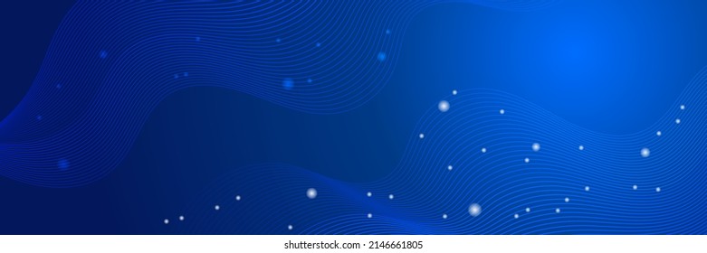 Fondo abstracto de la curva de onda azul para el banner ancho, encabezado web, fondo de presentación. Moderno diseño de estilo empresarial de fondo azul oscuro
