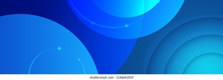 Blue wave curve abstract background for wide banner, web header, presentation background. Modern dark blue background corporate business style design
