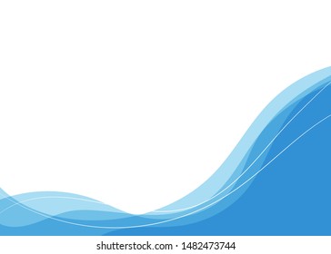 Blue wave curve concept abstract banner background flat design style illustration.