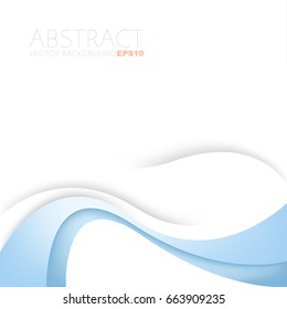 Blue wave curve line vector background with white space for text and message design