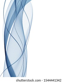 Blue wave, curved lines. Abstract background
