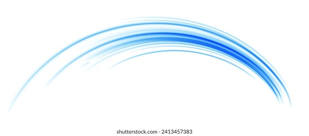 Blue wave gekrümmte Linien für Präsentationen, Illustrationen von Artikeln und Publikationen über technologische Trends und Innovationen, Cover von Technologiezeitschriften. Lichtbogen in blauen Farben.	
