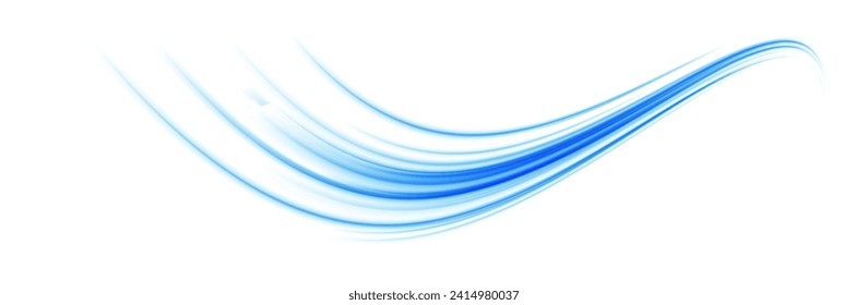 Blue wave curved lines for presentations, illustration of articles and publications on technological trends and innovations, covers of technological magazines. Light arc in blue colors.	
