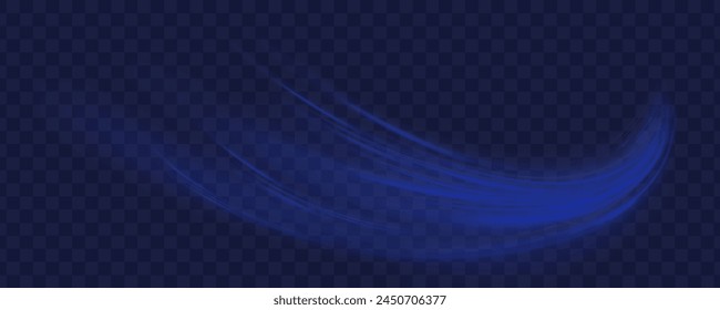 Blue wave curved lines for presentations, illustration of articles and publications on technological trends and innovations, covers of technological magazines. Light arc in blue colors.