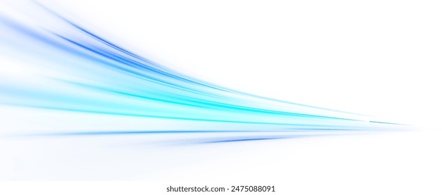 Blue wave curved lines for presentations, illustration of articles and publications on technological trends and innovations, covers of technological magazines. Light arc in blue colors.	