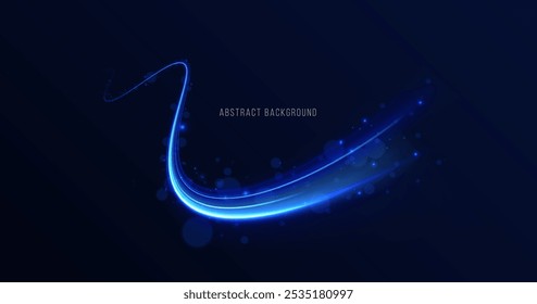 Líneas curvas de onda azul para presentaciones, ilustración de artículos y publicaciones sobre tendencias e innovaciones tecnológicas, portadas de revistas tecnológicas. Arco de luz en colores azules.