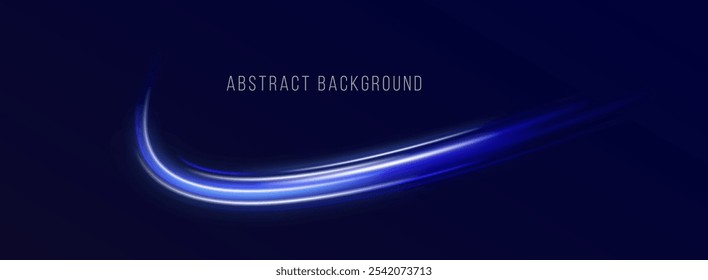 Blue wave curved lines for presentations, illustration of articles and publications on technological trends and innovations, covers of technological magazines. Light arc in blue colors.