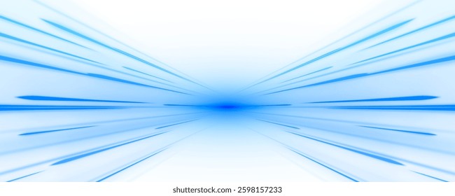 Blue wave curved lines for presentations, illustration of articles and publications on technological trends and innovations. Panoramic high speed technology concept, light abstract background PNG.