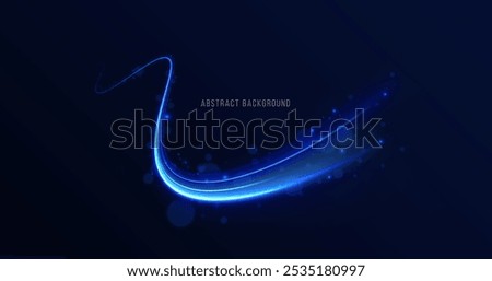 Blue wave curved lines for presentations, illustration of articles and publications on technological trends and innovations, covers of technological magazines. Light arc in blue colors.