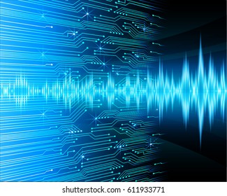 Blue wave cyber security concept background. Circuit