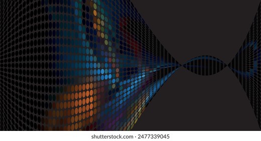 Blue wave design element on dark background. Science or technology design Blue wave flow