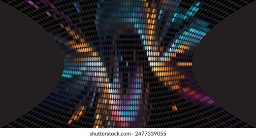 Blue wave design element on dark background. Science or technology design Blue wave flow