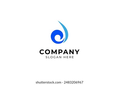 Diseño de Vector plano de elemento de logotipo de agua de caída de onda azul