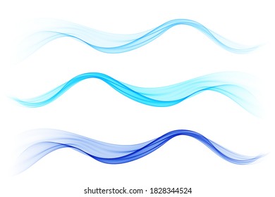 
Blue wave flow Set of abstract blue waves Design element