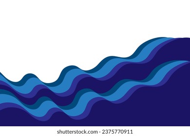 Fondo del marco de onda azul. Pancarta abstracta. Copiar espacio. Mar. Ilustración vectorial