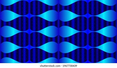 Blue wave geometric pattern on a rectangular background. For textures and design.