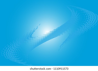 Blue wave halftone background. Digital gradient. Abstract backdrop with circles, point, dots. Dotted pattern. Futuristic panel Vector illustration
