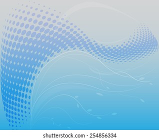Blue wave with halftone effect wallpaper