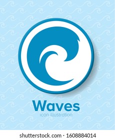 Blue wave icon inside circle design, Sea ocean water ripple clear surface tropical nature and aqua theme Vector illustration